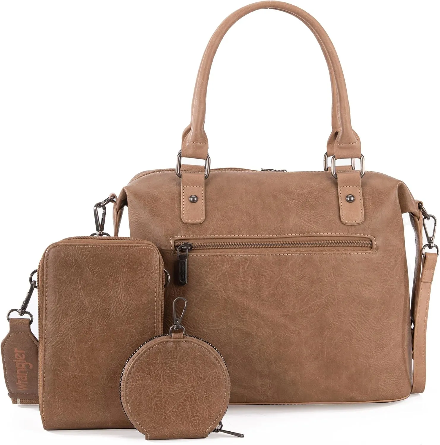 Wrangler 3Pcs Doctor Bag Sets for Women Top-handle Satchel Bag with Cell Phone Handbag and Coin Purse