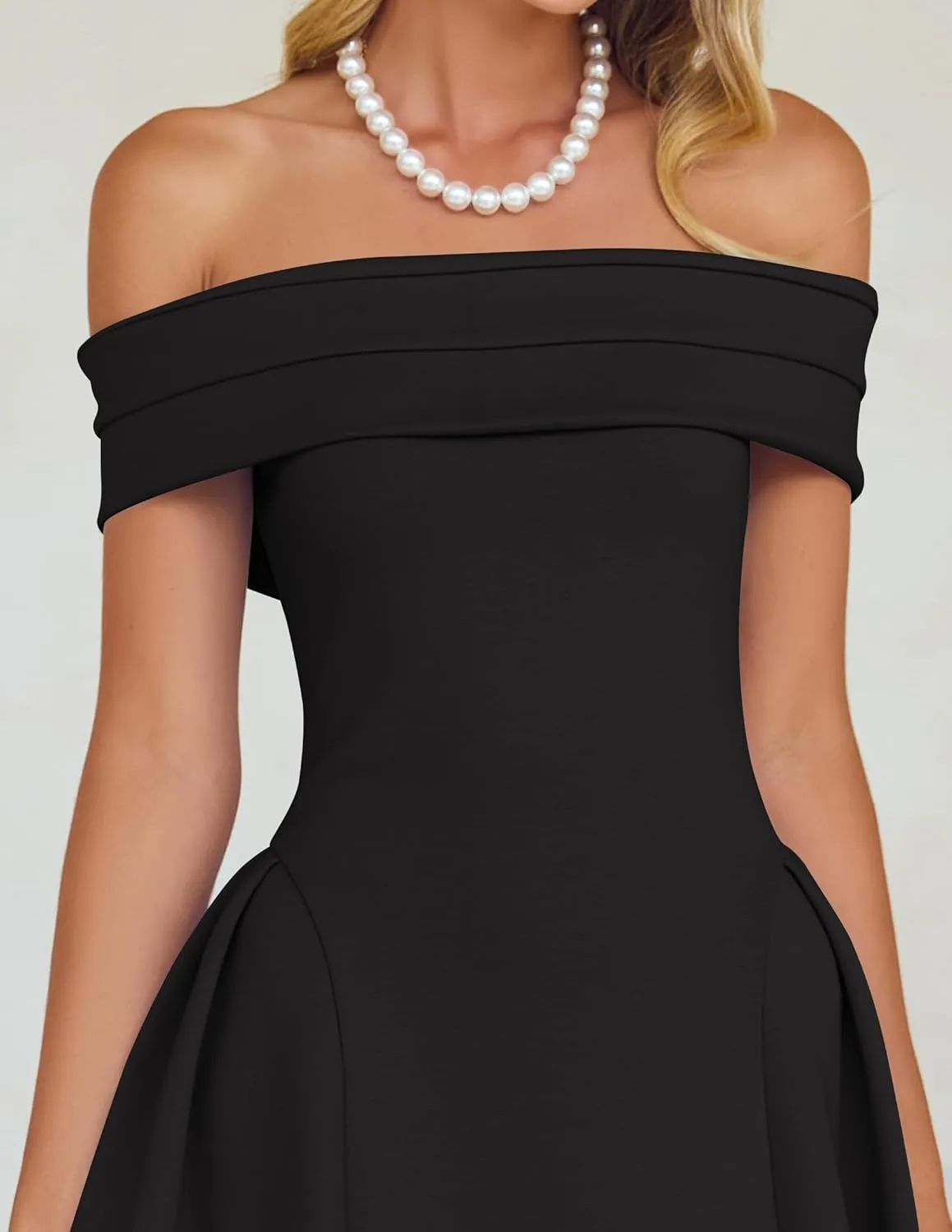 ZESICA Cocktail Dresses for Women's Elegant Off Shoulder Short Sleeve Swing A Line Wedding Evening Party Midi Dress
