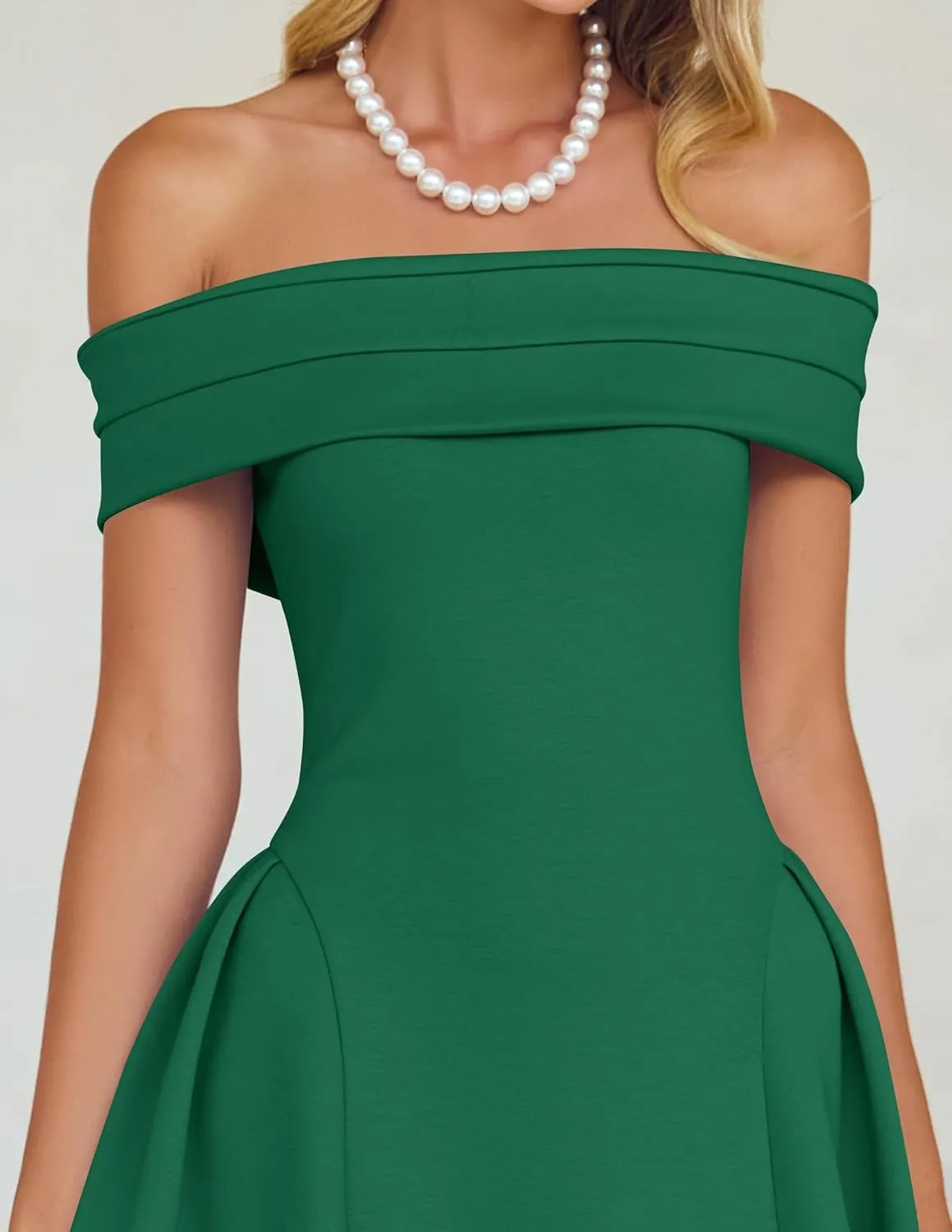 ZESICA Cocktail Dresses for Women's Elegant Off Shoulder Short Sleeve Swing A Line Wedding Evening Party Midi Dress
